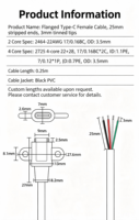 Kabel Pengisi Daya 2-Core Tipe-C Female, Konektor Tunggal USB Female Horizontal Dengan Lubang Sekrup Pemasangan, Kabel Data 4-Core