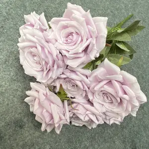 Ramo de Rosas Artificiales de Seda con <span class=keywords><strong>9</strong></span> Cabezas y Grandes Ondas, 46 cm, para Decoración Navideña y de Graduación - Product Image 6