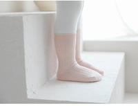 Automne hiver enfants chaud coréen bébé chaussettes vente chaude Logo personnalisé coton équipage couleurs unies enfant en bas âge chaussettes en gros
