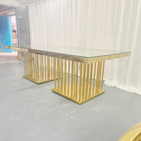Suministro Directo del Fabricante para Bodas, Hoteles, Mesas de Comedor para Exteriores, Encimeras de Vidrio, Bases de Acero Inoxidable, Diseño Moderno