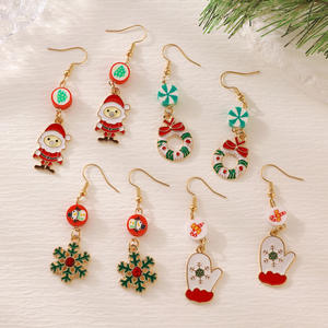 Pendientes de Piedra Natural con Forma de Mariposa y <span class=keywords><strong>Santa</strong></span> Claus, Estilo Europeo Americano, para Navidad, Joyería de Aleación para Mujer, para Aniversario - Product Image 1