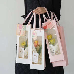 Hot Bán Thời Trang Món Quà Giáng Sinh Tàu Sân Bay Túi Cửa Sổ Trong Suốt Kraft Túi Giấy Với Xử Lý Cho Hoa Búp Bê Và Đồ Trang Sức - Product Image 3