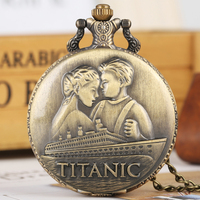 Recuerdo Vintage Collar Colgante Reloj Bronce Titanic Reloj de bolsillo con cadena Fob