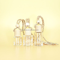 Bouteille de parfum de voiture en verre 6 ml avec logo personnalisé, vide, pour huiles essentielles, crèmes de soin, diffuseur d'air suspendu, bouchon en liège et capuchon en bois