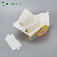 Caja de Comida Rápida para Llevar, Contenedor de Alimentos Desechable Personalizado, Caja de Papel para Pollo Frito con Espacio para Salsas