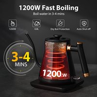 Ketel Teh Elektrik, Ketel Teh Kopi, Termometer, Ketel Gooseneck, Teko Listrik, Hitam Matte, Mendidih Cepat