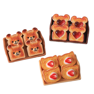 caoh DOLLHOUSE : Scène miniature, jouets alimentaires réalistes, pain grillé au <span class=keywords><strong>caramel</strong></span>, accessoires en résine en forme d'ours cœur - Product Image 4
