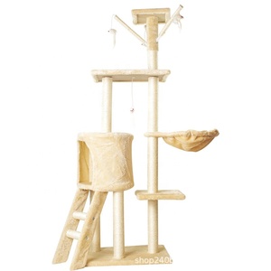 Arbre à chat de luxe <span class=keywords><strong>du</strong></span> sol au plafond, grande tour à chat en bois avec griffoir pour chat Maine Coon - Product Image 5