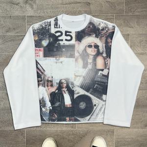 QIANSHI <span class=keywords><strong>T</strong></span>-<span class=keywords><strong>Shirt</strong></span> <span class=keywords><strong>Termica</strong></span> a Maniche Lunghe Oversize da <span class=keywords><strong>Uomo</strong></span> in Cotone, Streetwear di Lusso con Stampa Personalizzata di Design - Product Image 1