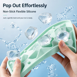 Moule en silicone pour glaçons en forme de diamant avec logo personnalisé, 16 cavités, fournisseur en gros OEM, qualité alimentaire, pour whisky et cocktails - Product Image 5