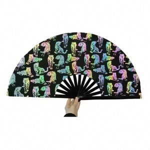 Regalos Festivos, Accesorios de Baile, Abanicos Plegables Promocionales de Gran Tamaño, Abanicos de Mano de PVC Estilo Kung Fu, Abanico de Mano de Bambú y Seda - Product Image 2