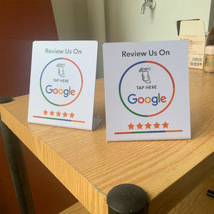 Grande taille 13.56Mhz programmable NFC Google Review présentoir personnalisé imprimé PVC NFC robinet pour examiner le support de <span class=keywords><strong>Page</strong></span> pour <span class=keywords><strong>Restaurant</strong></span> - Product Image 2