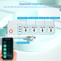 Multiprise intelligente Tuya multifonctionnelle avec minuterie Wi-Fi, interrupteur universel, protection contre les surtensions, prise internationale, rallonge