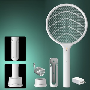 Raquette anti-moustiques électronique intelligente, rechargeable par USB, avec filet de sécurité à 3 couches et base - Product Image 2