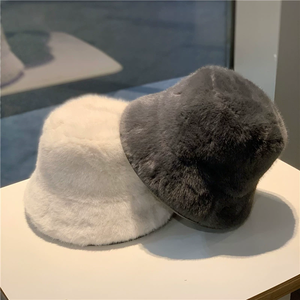 Luxury Simple Fashion Plush Unisex Winter Denim Fleece Face Small Bucket Fisherman Party Hat <b>Head</b> <b>Wrap</b> Warm - Product Image 5