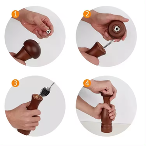 Juego de molinillo de <span class=keywords><strong>sal</strong></span> y <span class=keywords><strong>pimienta</strong></span> de madera, molinillo de <span class=keywords><strong>pimienta</strong></span> de grosor sólido ajustable con núcleo de cerámica ajustable de goma - Product Image 4