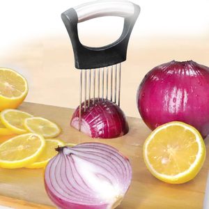 In acciaio inox manuale in metallo frutta verdura fettina <span class=keywords><strong>di</strong></span> taglio assistente con forcella ad ago fisso e manico in plastica - Product Image 2