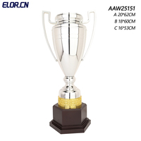 Trophée sportif Elor 2025, nouveau design, argent premium, décoration dorée, base en bois, plaque nominative personnalisée, récompenses sportives