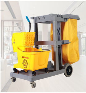 Chariot de ménage en plastique à 4 roues avec une capacité de 200 lb et un sac pour le personnel de ménage (marque HM) - Product Image 6