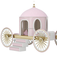 Lit d'enfant en bois massif de style princesse antique personnalisable avec un chariot de princesse, meubles de chambre à coucher
