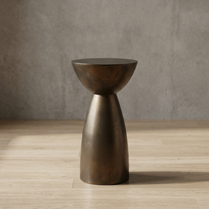 Midcentury Modern Metal <b>Side</b> <b>Table</b> Bronze Hourglass End <b>Table</b> for Living Room <b>Bedroom</b> - Product Image 4