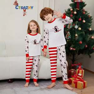 Halloween padre-hijo otoño moda rayas empalme choque Color Navidad <span class=keywords><strong>pingüino</strong></span> impreso vacaciones mujeres Pijamas - Product Image 4