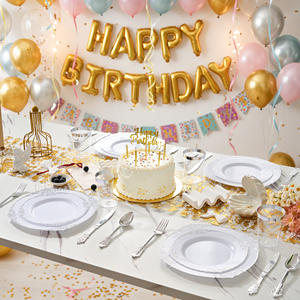 Ensemble de vaisselle jetable en PET de 350 pièces, kit complet de vaisselle, assiettes, gobelets, couverts, serviettes, sans BPA, écologique, micro-ondable, pour les fêtes - Product Image 2