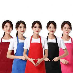 WSY854 Tablier de cuisine sans manches couleur unie avec 2 poches, personnalisable avec logo publicitaire - Product Image 2