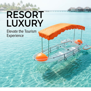 Kayak à pédales double transparent en polycarbonate, canoë transparent avec toit pare-soleil, embarcation de tourisme lacustre - Product Image 2