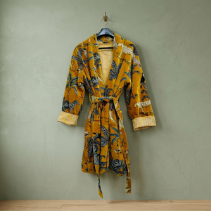 Bata de Terciopelo 100% Algodón Estampada y Bordada con Mangas Largas, Estilo Kimono, Suave y Cómoda, Ropa de Estar para Mujer - Product Image 4