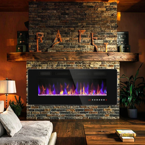 Meuble TV Moderne avec <span class=keywords><strong>Cheminée</strong></span> Électrique Intégrée, Chauffage et Effet Flamme Holographique 3D, <span class=keywords><strong>Double</strong></span> <span class=keywords><strong>Face</strong></span>, Fixation Murale, Métal, pour Maison - Product Image 2