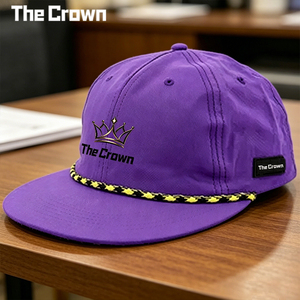 Casquette plate structurée à 6 panneaux avec logo personnalisé, en nylon violet, avec patch tissé brodé, vente en gros, fabricant - Product Image 5