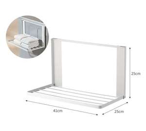 Steel <b>Black</b> No Installation Towel Rack Bathroom Folding <b>Shelf</b> <b>Wall</b> Mount Washing Machine Side Magnetic Clothing Storage Holder - Product Image 3
