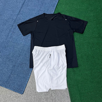 Ensemble de survêtement d'été pour homme, couleur unie, séchage rapide, t-shirt à manches courtes et short, respirant, pour la gym et le sport