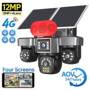 Telecamere di Sicurezza PTZ IP per Esterni con 4 Obiettivi, 4 Schermi, Registrazione 24 Ore, HD 10K 20MP, Scheda SIM 4G, Alimentazione Solare - Product Image 1