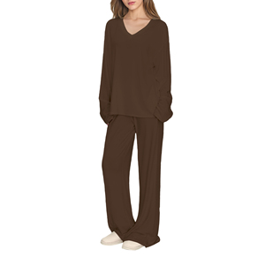 <span class=keywords><strong>Pigiama</strong></span> Casual da Donna in <span class=keywords><strong>Viscosa</strong></span> di Bambù, Set Morbido per Relax, Completo da Notte con Scollo a V - Product Image 1