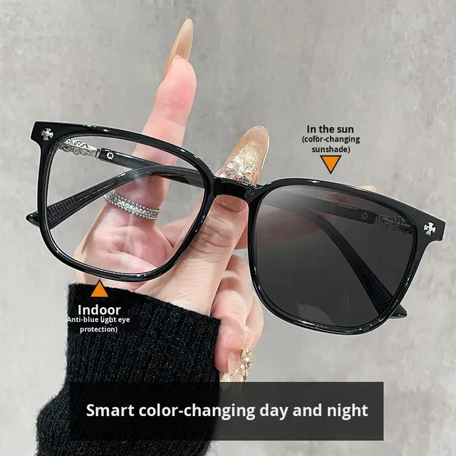 New Large Frame Anti-Blue Light PC Lenses Punk Style Vintage Literary Design Chinese Knot Pattern Women's High-end Slimming
