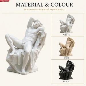 YOUFINE Escultura de Satiro Embriagado de Mármol Natural a Tamaño Real, Estatua de Hombre Reclinado, Figura de Fauno Durmiente para Jardín o Propiedad - Product Image 4
