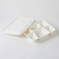 Barquette alimentaire jetable biodégradable en canne à sucre recyclée à 5 compartiments pour les fêtes