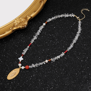 <span class=keywords><strong>Collier</strong></span> en perles de pierre naturelle plaqué or 18 carats pour femme, style vintage, œil de <span class=keywords><strong>chat</strong></span>, cristal blanc, perle d'eau douce CL26-156 - Product Image 2