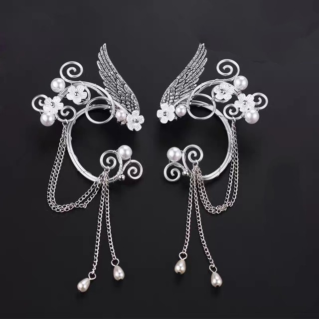 Bohemian No Piercing Pearls Stone Ear Cuff Wrap Stud Clip Earrings for Women Girl Trendy Jewelry Bijoux