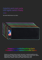 Tapis de souris de jeu sans fil 2-en-1 avec LED RGB, design de dessin animé, surface imperméable, chargeur de téléphone sans fil 15W, anti-rayures, personnalisable