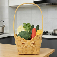 Panier tressé en copeaux de bois fait main avec poignée, cadeau floral pour la fête des mères, pot à plantes succulentes