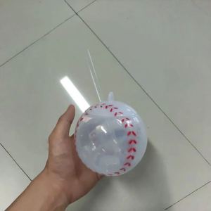 Custom LOGO 500ml LED <b>Reusable</b> Light up Flashing Soccer Plastic Clear <b>Cups</b> Watermelon <b>Cup</b> Baseball <b>Cup</b> with Lid and Straw Party - Product Image 5
