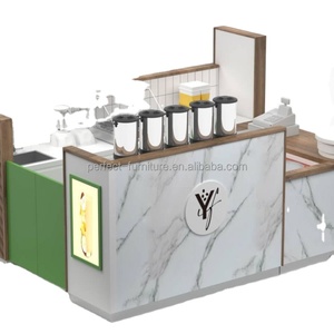 High End Bubble Tea <strong>Kiosk</strong> <strong>Juice</strong> bar Counter Design Coffee <strong>Kiosk</strong> Wood Color Mall Drink <strong>Kiosk</strong> - Product Image 3