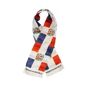 Kualitas tinggi dua sisi dicetak Republik Dominika ringan bendera dicetak Triple Knit Polyester gaya syal 8 "x 60"