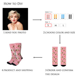 Chaussettes unisexe en coton coloré, pour hommes et femmes, nouveauté, à faire soi-même, <span class=keywords><strong>avec</strong></span> impression humoristique de votre visage, <span class=keywords><strong>chien</strong></span> et chat, pour cadeau - Product Image 4