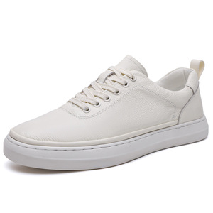 Zapatillas Casuales de Cuero Minimalistas Blancas para Hombre, Suela Ligera y Cómoda, Zapatos Versátiles con Cordones para Caminar a Diario - Product Image 5