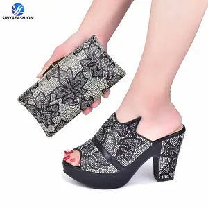 2023 High Quality Full Rhinestone Shoe And Purse Match Sets Luxury Shoe and Bag Set For African Women