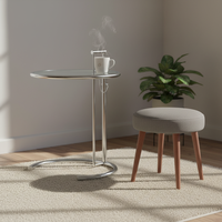 Table d'angle réglable en hauteur, personnalisable, en acier inoxydable et verre trempé, mobilier moderne minimaliste de luxe léger pour salon et hôtel